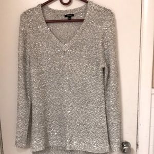 Women’s Apt.9 Sweater, Gray with silver sequins, Size Large